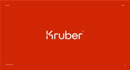 Logo slide for Kruber, a white wordmark on red