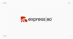 Logo slide for express 80, a red swoosh beside the wordmark on white