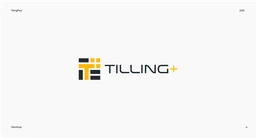 Logo slide for Tilling+, a block mark beside the wordmark on white