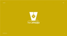 Logo slide for teamojo, a white trophy-and-clover mark on mustard yellow