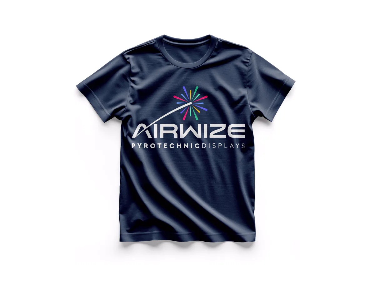 The Airwize logo on a navy T-shirt.