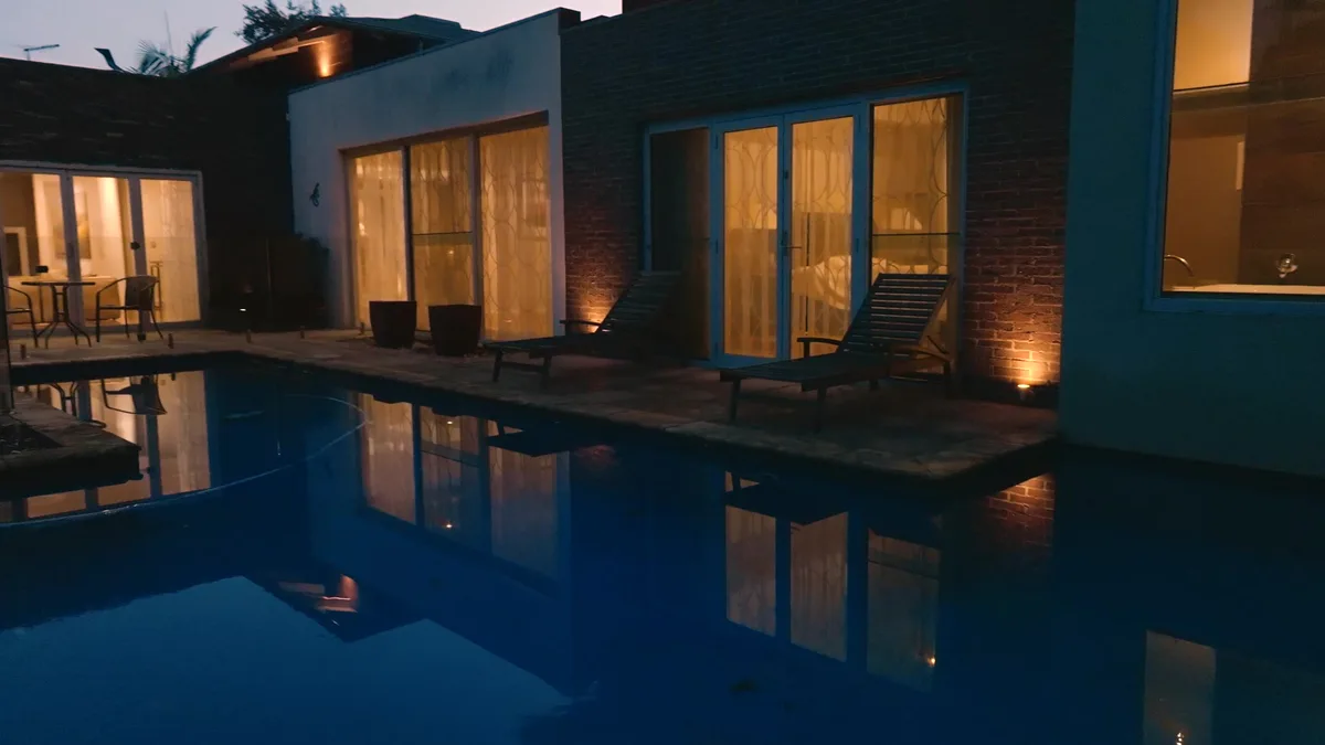 Dusk view of a pool at a Berwick property shot for Spectrum Real Estate
