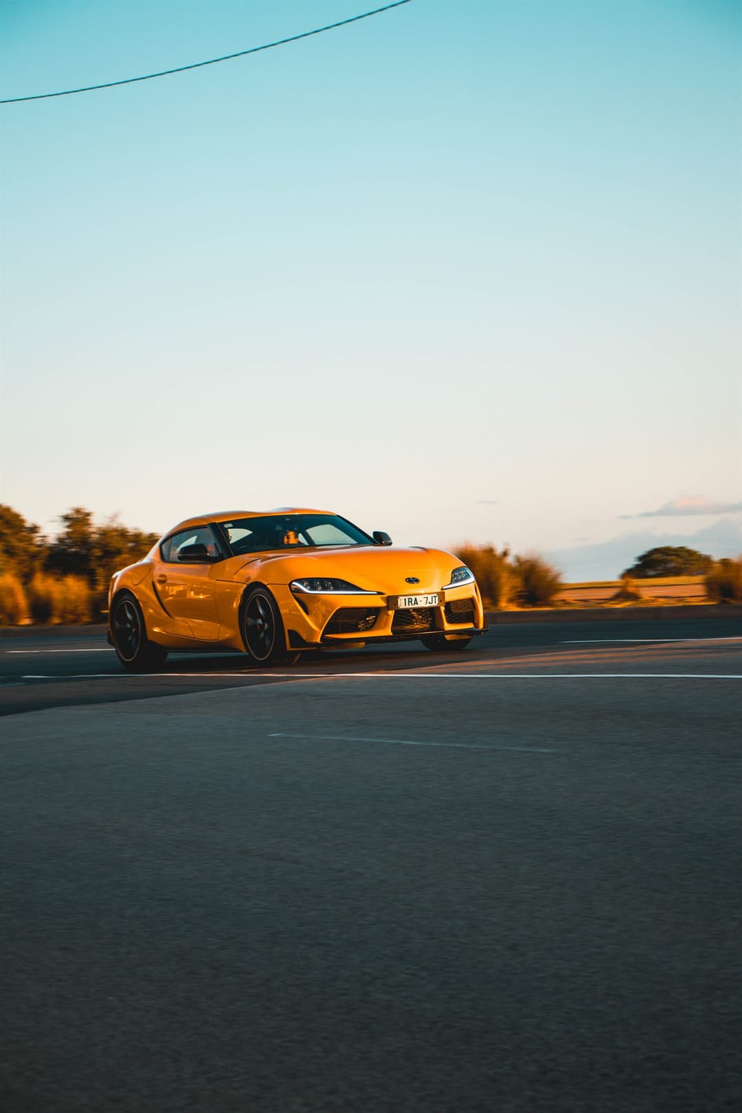 A car Gabe shot on the road at golden hour