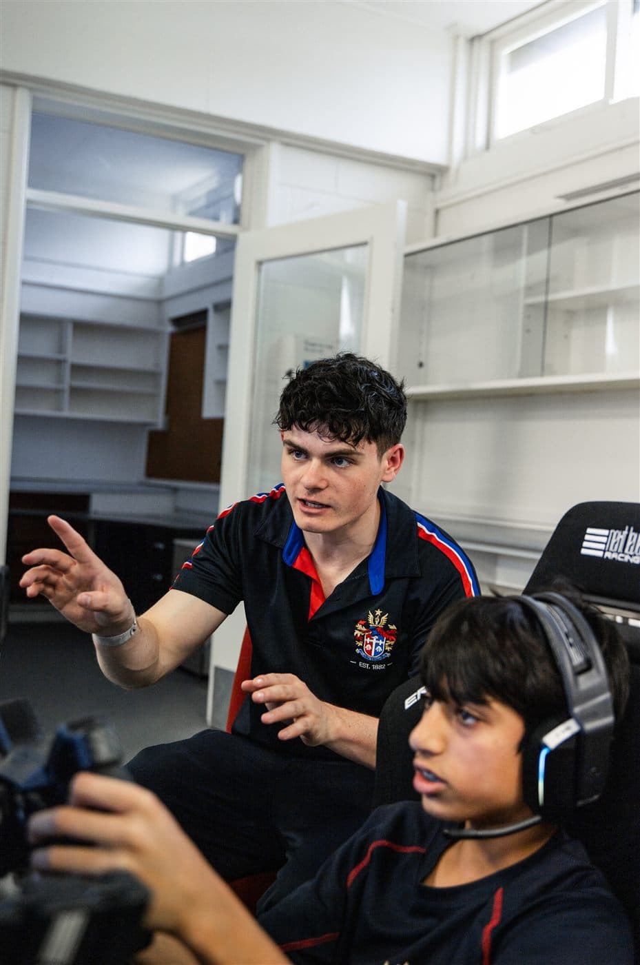 Jack coaching the SimRacing program