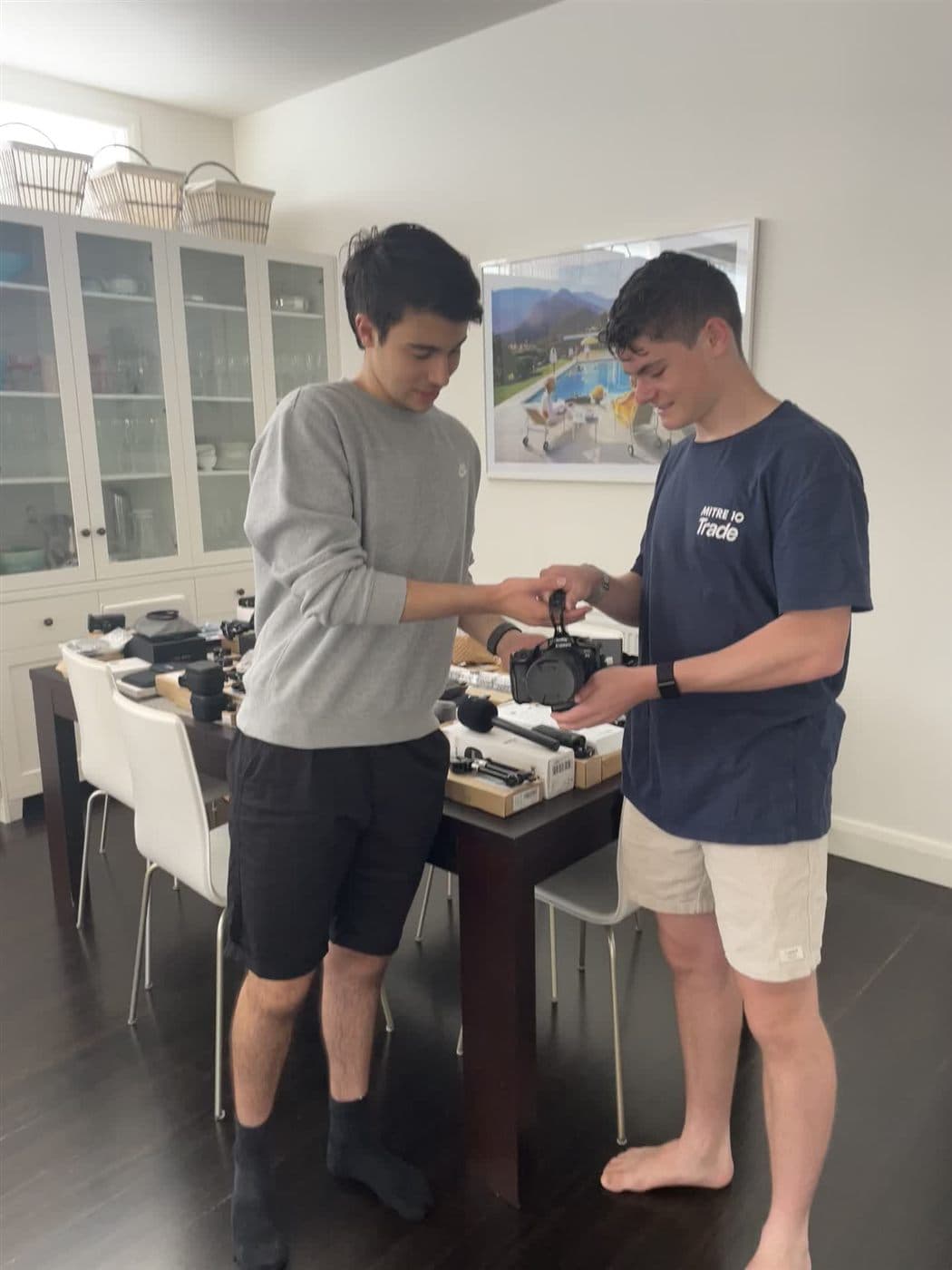 Jack and Gabe checking out a new Canon camera