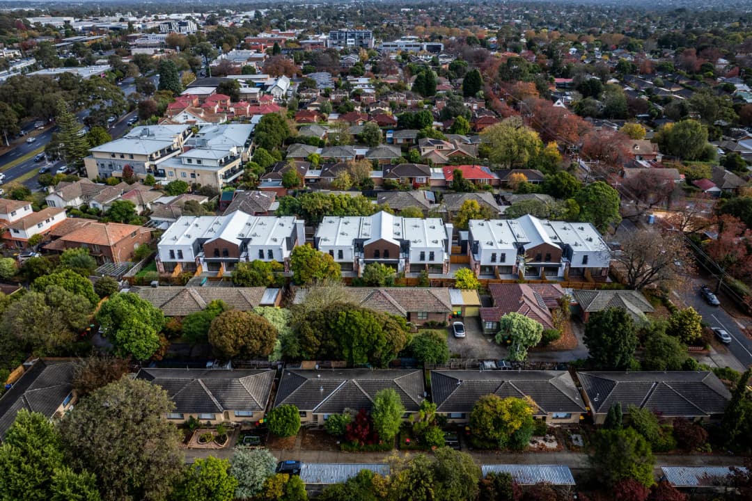 Townhouse development aerial listing photo