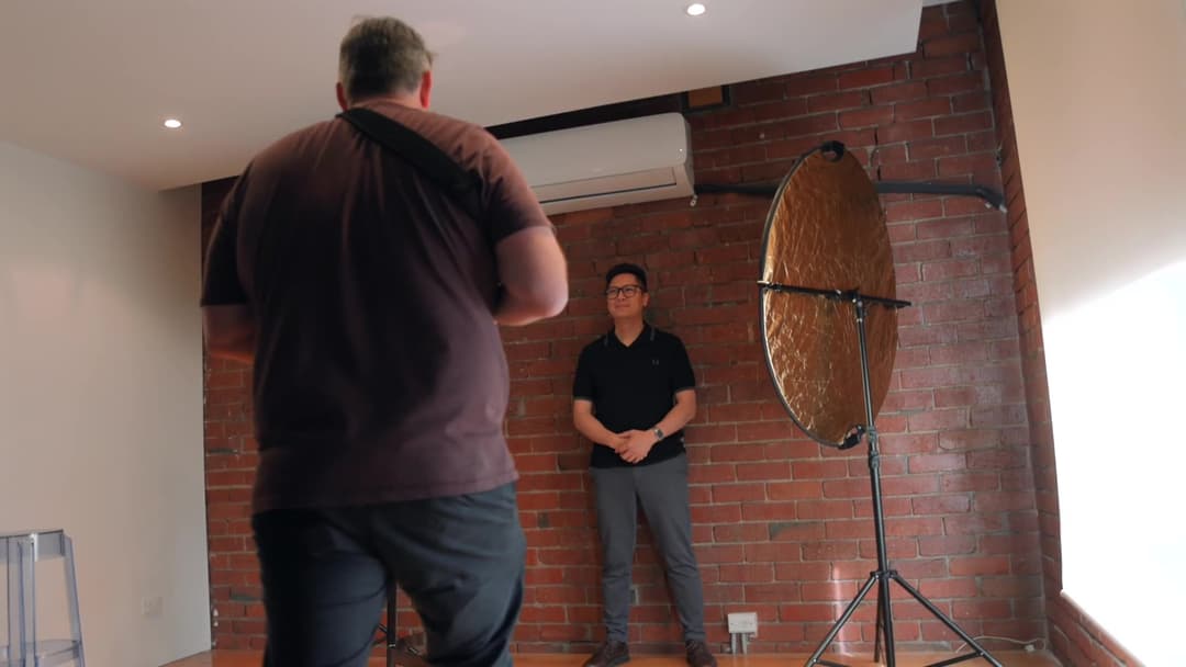 The studio's photographer at work with clients, the Handsome Media hero reel.