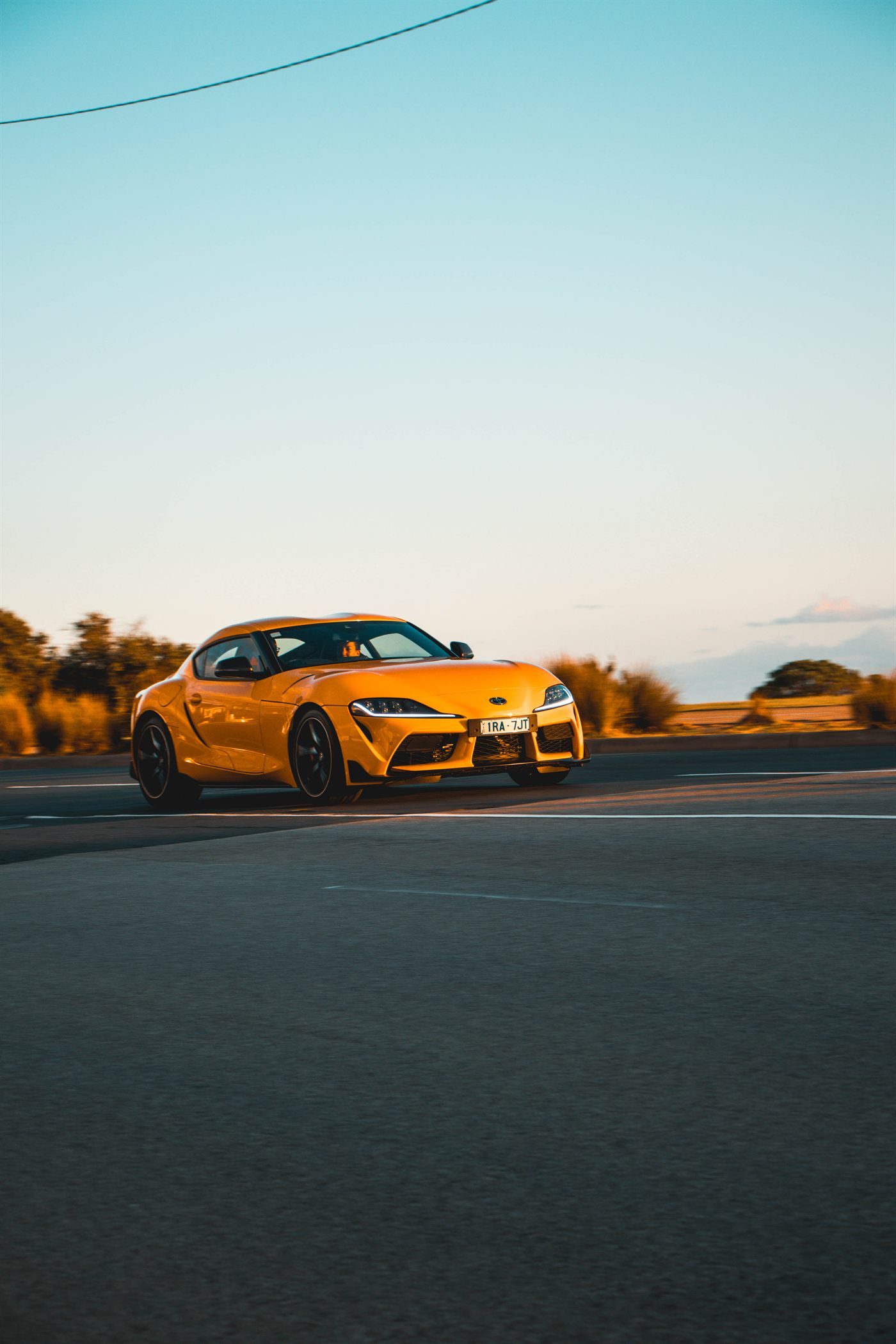 A car Gabe shot on the road at golden hour
